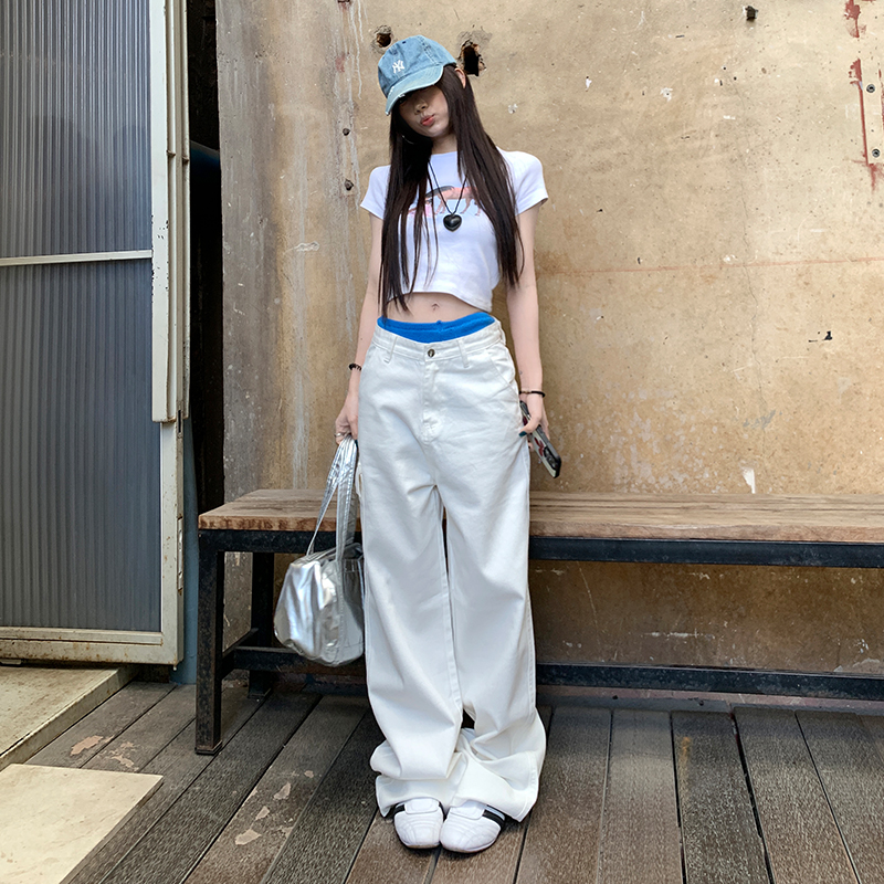 Real photos of daily highlights | Handsome and versatile | New trends in autumn and winter | Sports white work pants Extended & regular