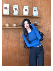 New Autumn Retro Sweet and Cool Sexy Women's T-Shirt Bodysuit with Straight Long Sleeve, Versatile for Women