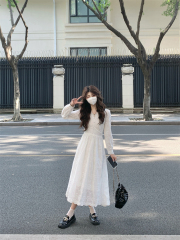 實拍#法式輕熟風氣質白色連衣裙絕美優雅仙女小個子長裙