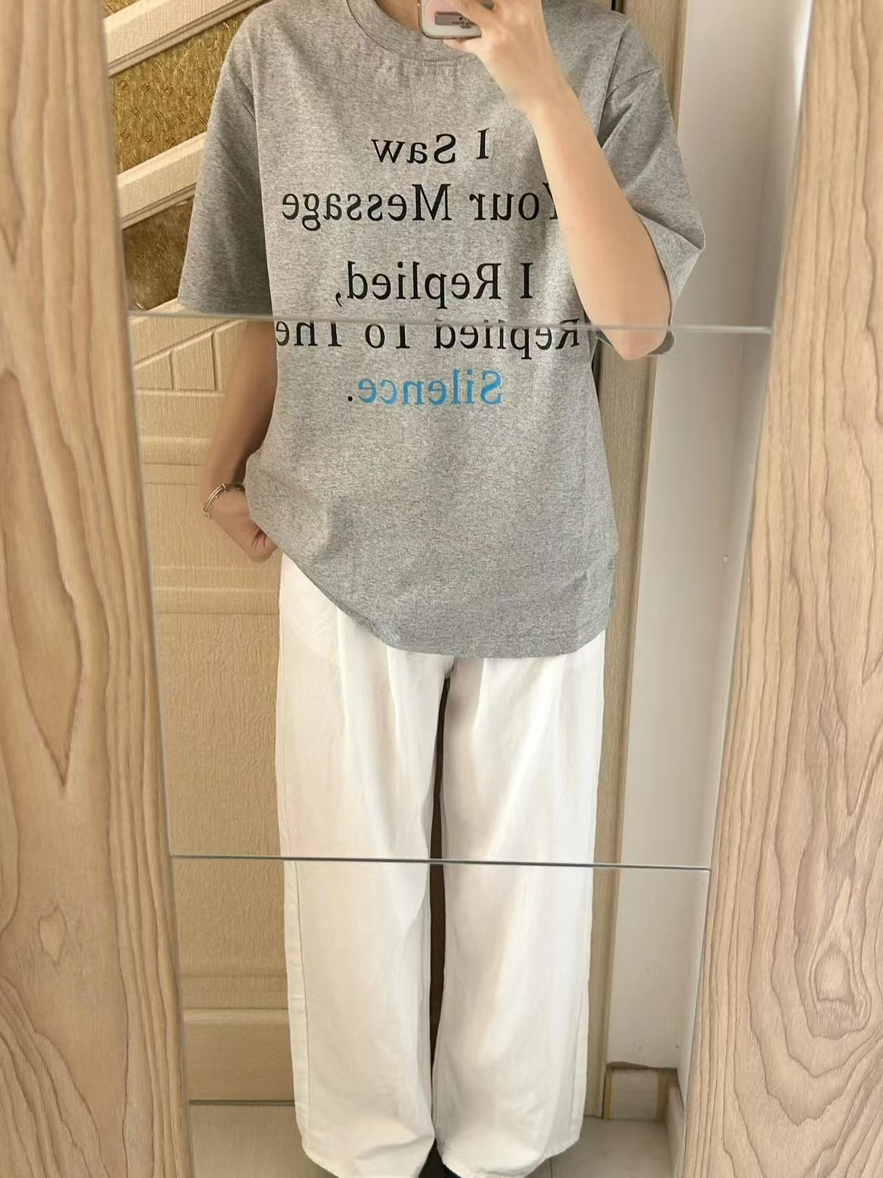 High-quality pure cotton 200g 100% cotton combed tight high-quality workmanship short-sleeved T-shirt for women