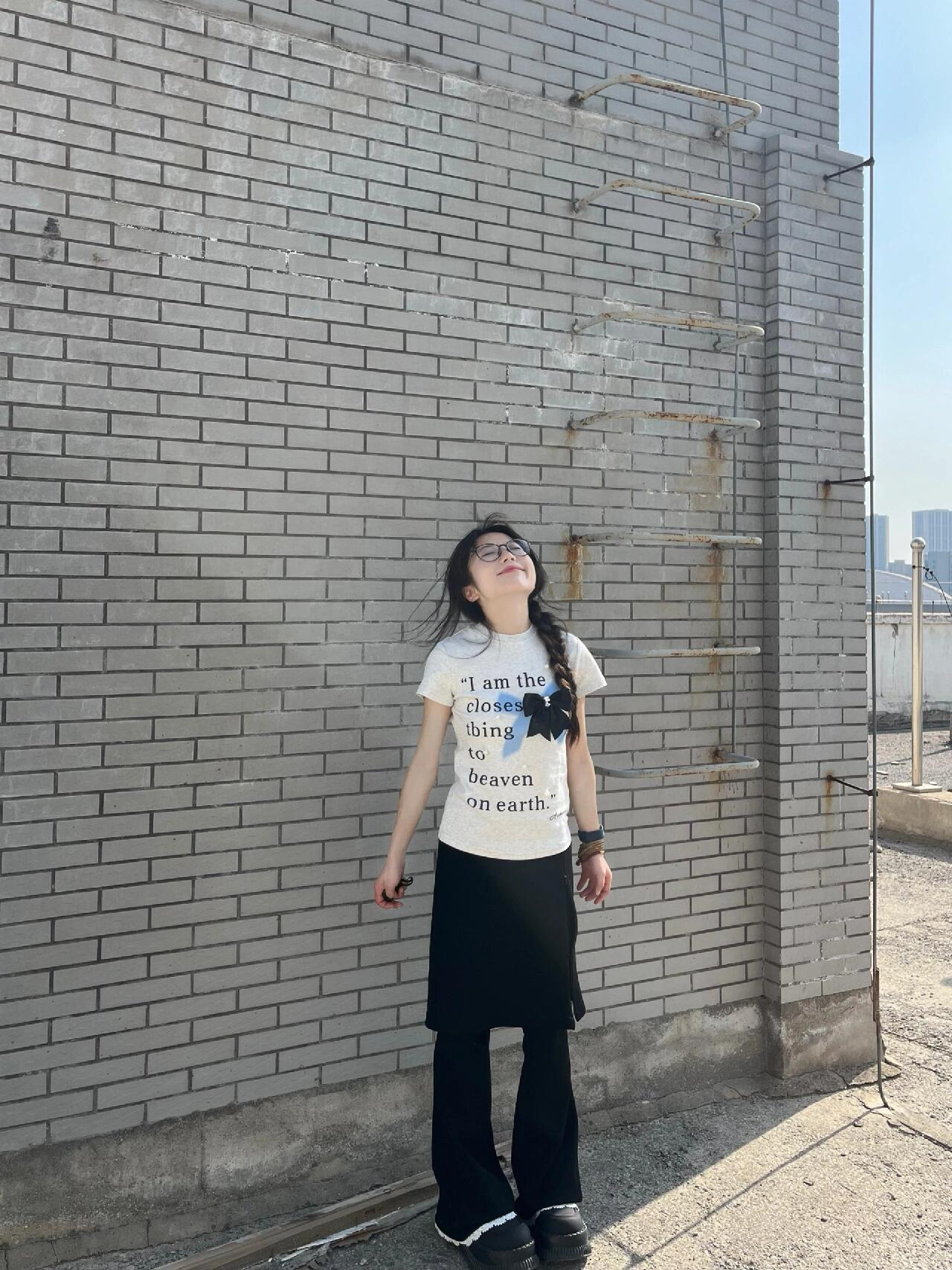 高品質純棉210克40支奧代爾帶彈力前 印花修身短袖t恤女