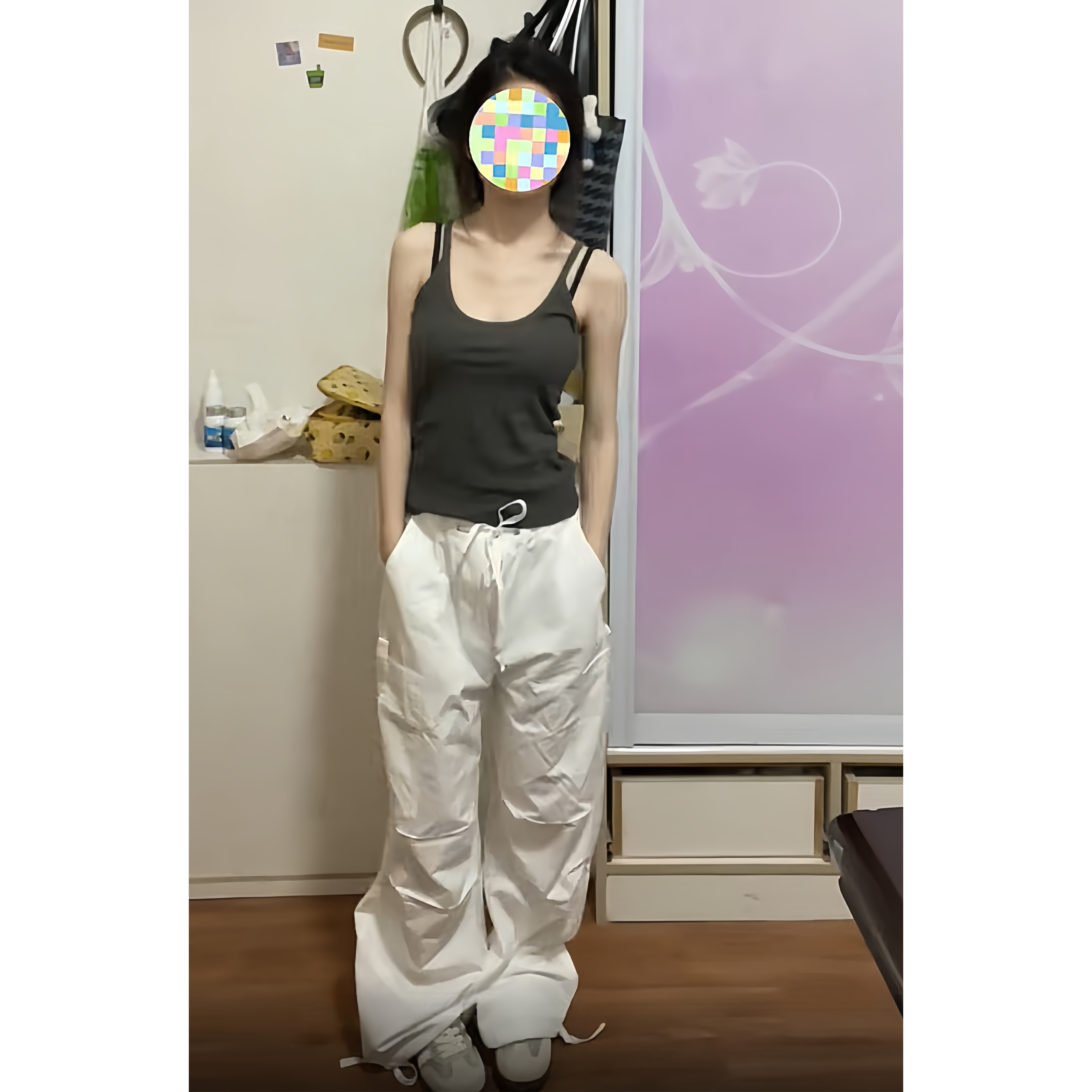 工裝褲女2025早春新款美式直筒闊腿休閒褲白色潮