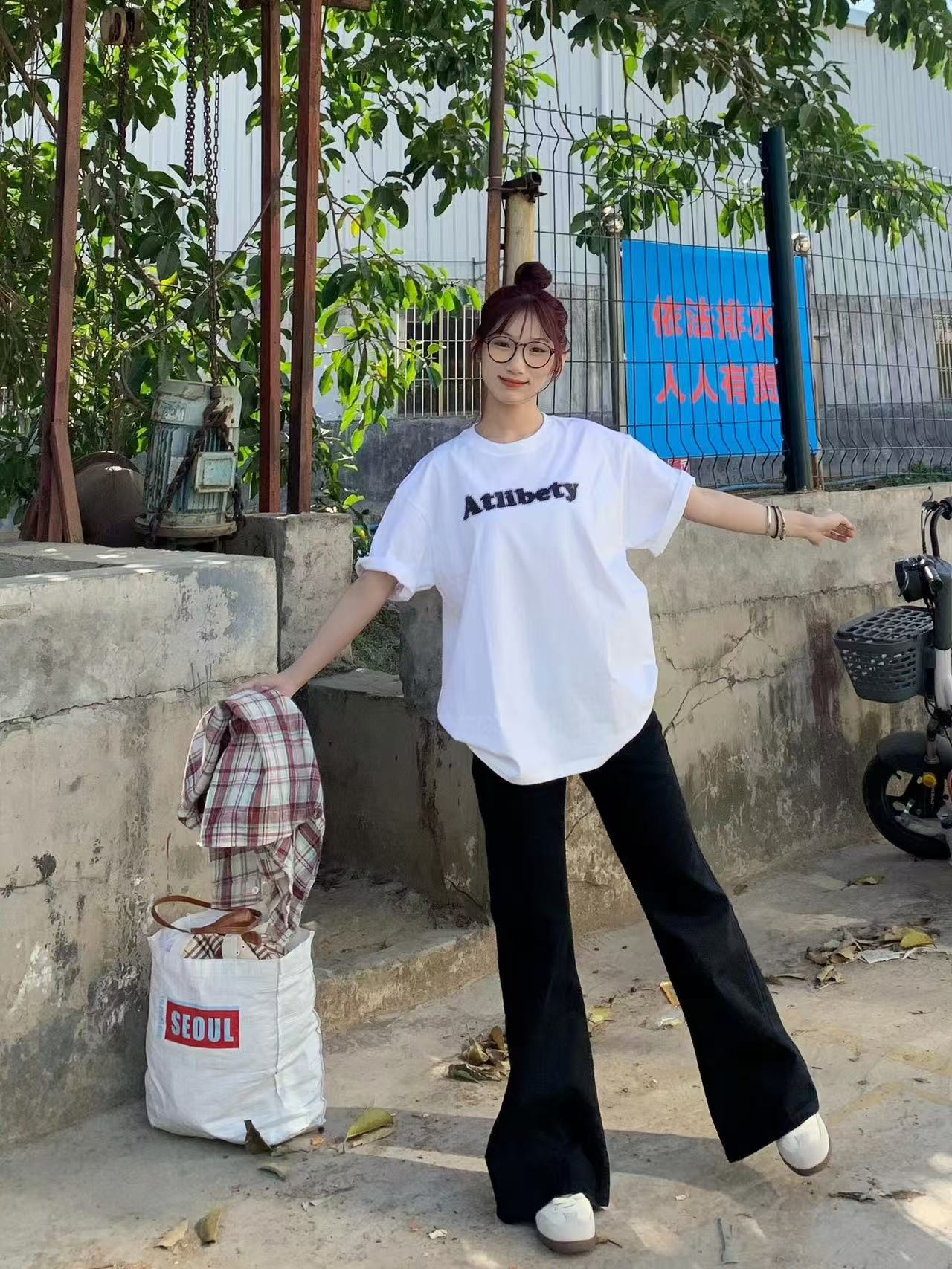 High-quality pure cotton 200g 100% cotton combed tight high-quality workmanship short-sleeved T-shirt for women