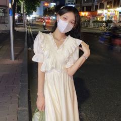 原版法式別致高腰新款法式氣質設計感小眾氣質名媛連衣裙