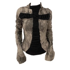 American-style crosshatch slim-fit mini long-sleeve t-shirt, punk street-style edgy cool tie-dye unique top