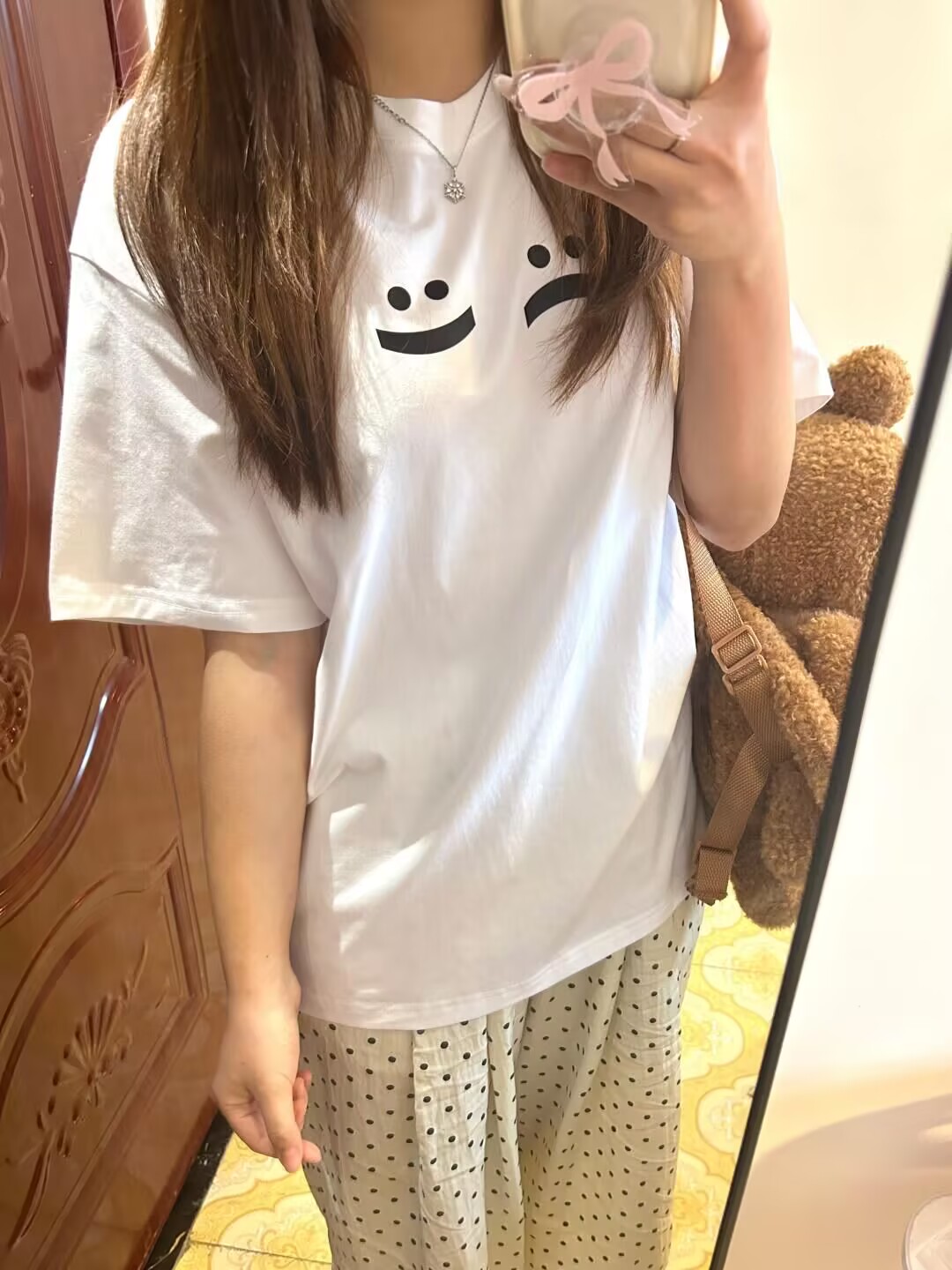 High-quality pure cotton 200g combed tight 100% cotton live broadcast same product front printed loose short-sleeved T-shirt for women
