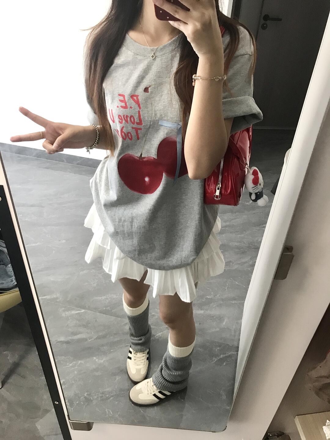 High-quality pure cotton 200g combed tight 100% cotton live broadcast same product front printed loose short-sleeved T-shirt for women