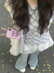 實拍#夏季新款甜辣可鹽可甜高級感甜美蕾絲拼接掛脖上衣女