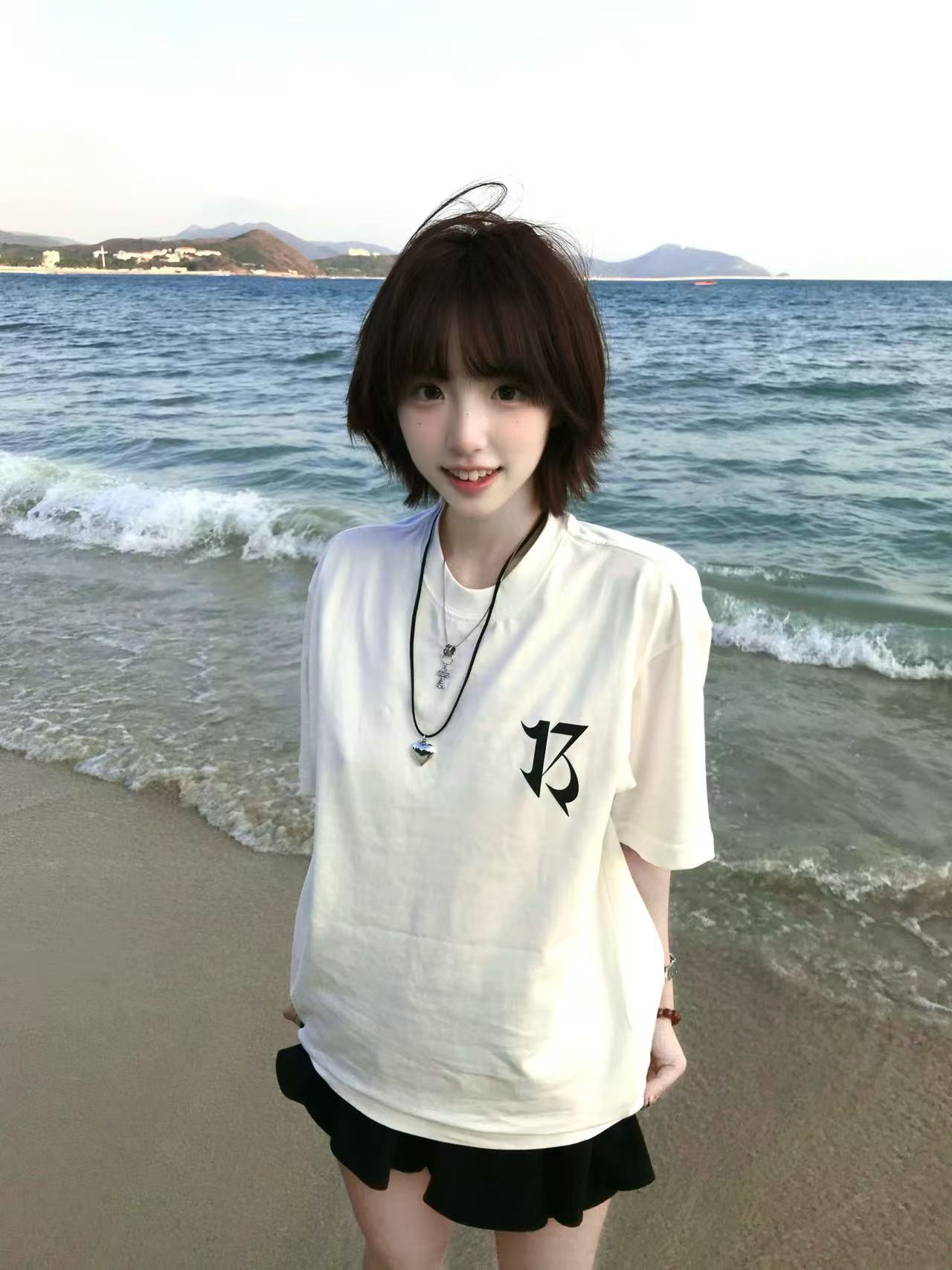 High-quality pure cotton 200g 100% cotton combed tight high-quality workmanship front and rear printing short-sleeved T-shirt for women