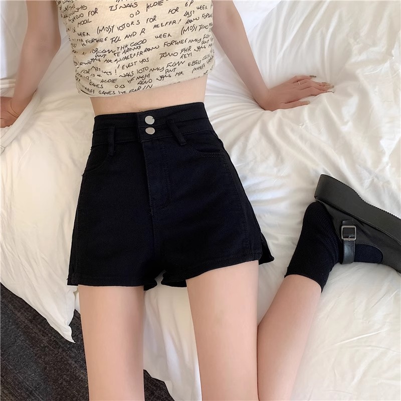 設計感小眾高腰牛仔短褲女夏季薄款寬鬆顯瘦辣妹闊腿A字熱褲子潮