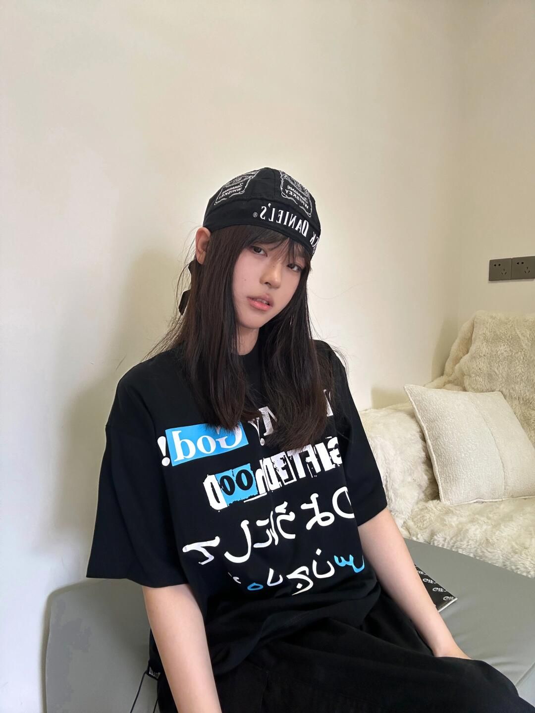 200g combed and tight-fitting sprinkler, pure cotton backpack, spring and summer loose shoulder printed short-sleeved T-shirt