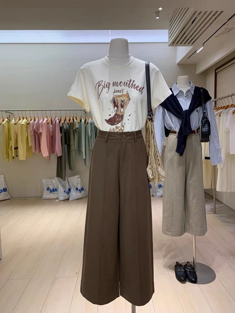 200g combed and tight-fitting sprinkler, pure cotton backpack, spring and summer loose shoulder printed short-sleeved T-shirt