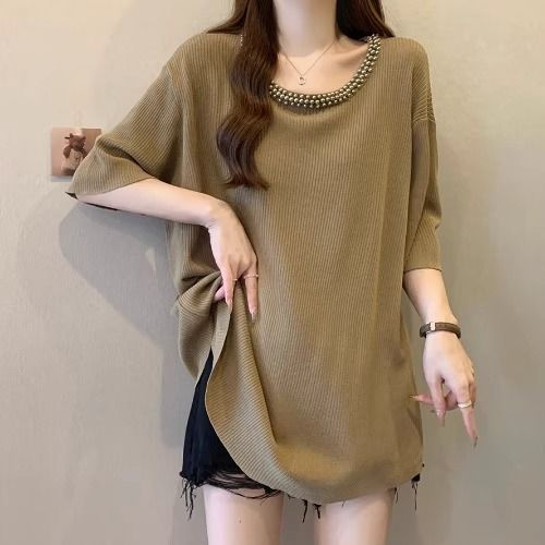 Original pink irregular short-sleeved T-shirt for women in summer 2025 new American loose small top