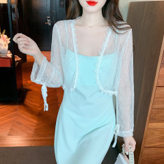 已出貨小披肩外套女2025春夏新款坎肩百搭蕾絲防曬衣短款外搭開衫