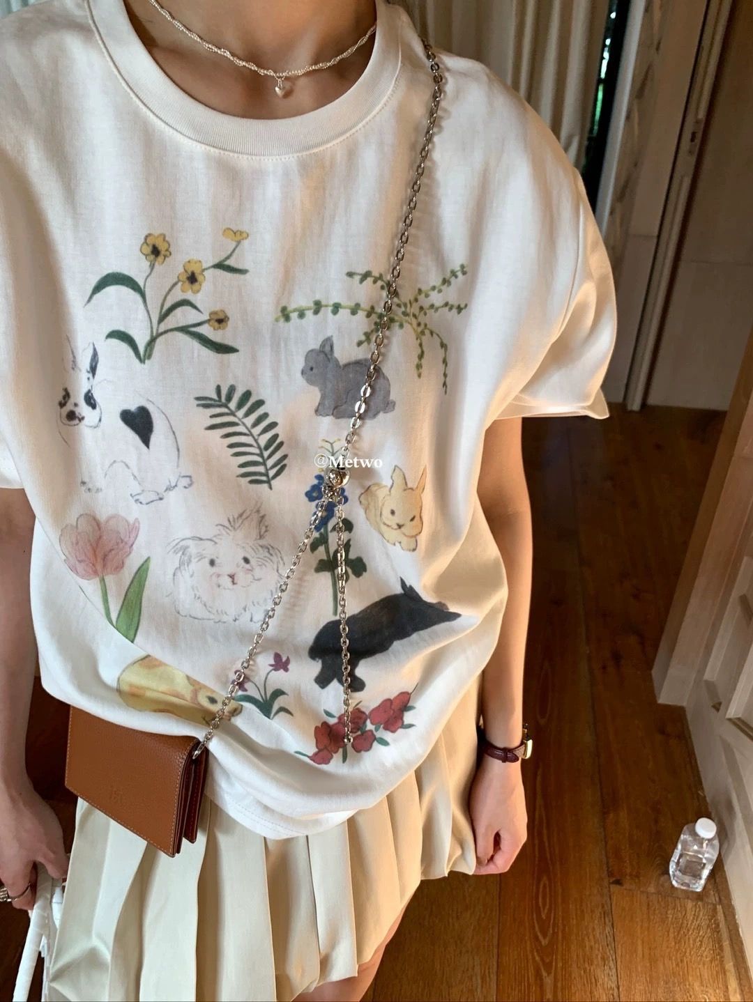 200g combed and tight-fitting sprinkler, pure cotton backpack, spring and summer loose shoulder printed short-sleeved T-shirt