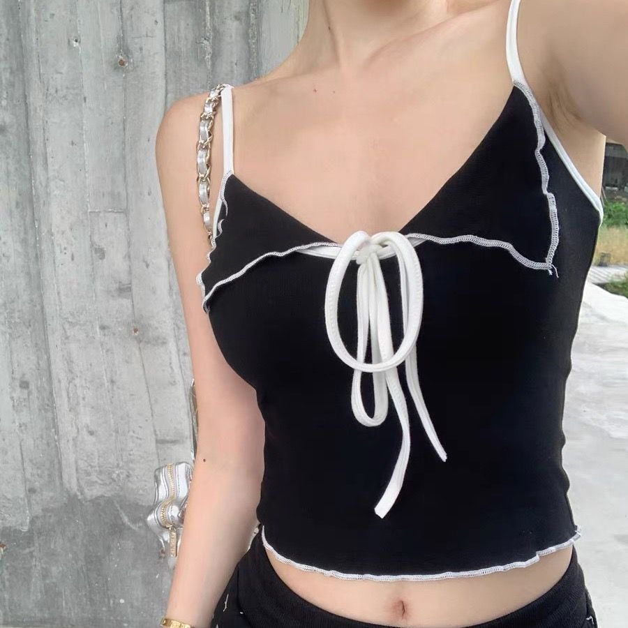 Original cotton spring and summer inner wear design suspender vest with chest pad hot girl beautiful back slim and versatile niche underwear