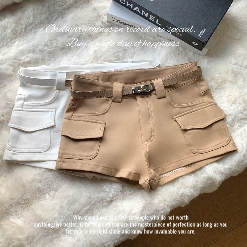 Real shot!  !  Hot girl workwear casual shorts for women in summer versatile low waist slim straight-leg hot pants