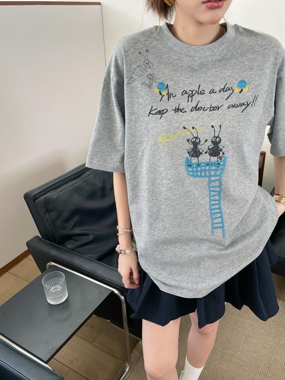 200g combed and tight-fitting sprinkler, pure cotton backpack, spring and summer loose shoulder printed short-sleeved T-shirt