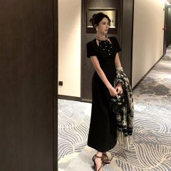 〖Shi San Xing Quality〗 Women's French Light Luxury Embellished with Gems Waist Cinching Slimming Party Evening Gown Dress