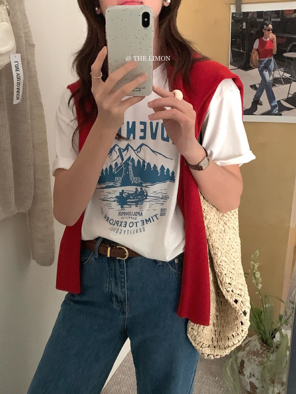 200g combed and tight-fitting sprinkler, pure cotton backpack, spring and summer loose shoulder printed short-sleeved T-shirt