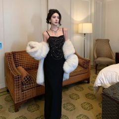 〖Thirteen Lines Quality〗High-end light luxury nail drill suspender long daily party dress dress