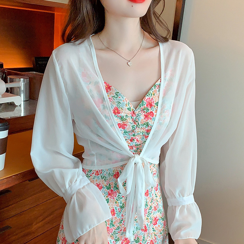 已出貨小披肩外套女2025春夏新款小坎肩百搭雪紡防曬衣薄短款外搭