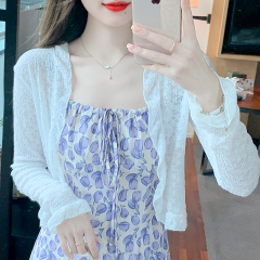 已出貨 2025早秋新款荷葉邊蕾絲防曬開衫小披肩