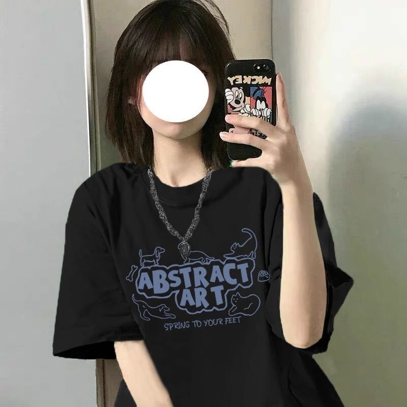 Korean chic2025 summer new short-sleeved T-shirt for women Japanese and Korean trendy printed tops for women\Not changing