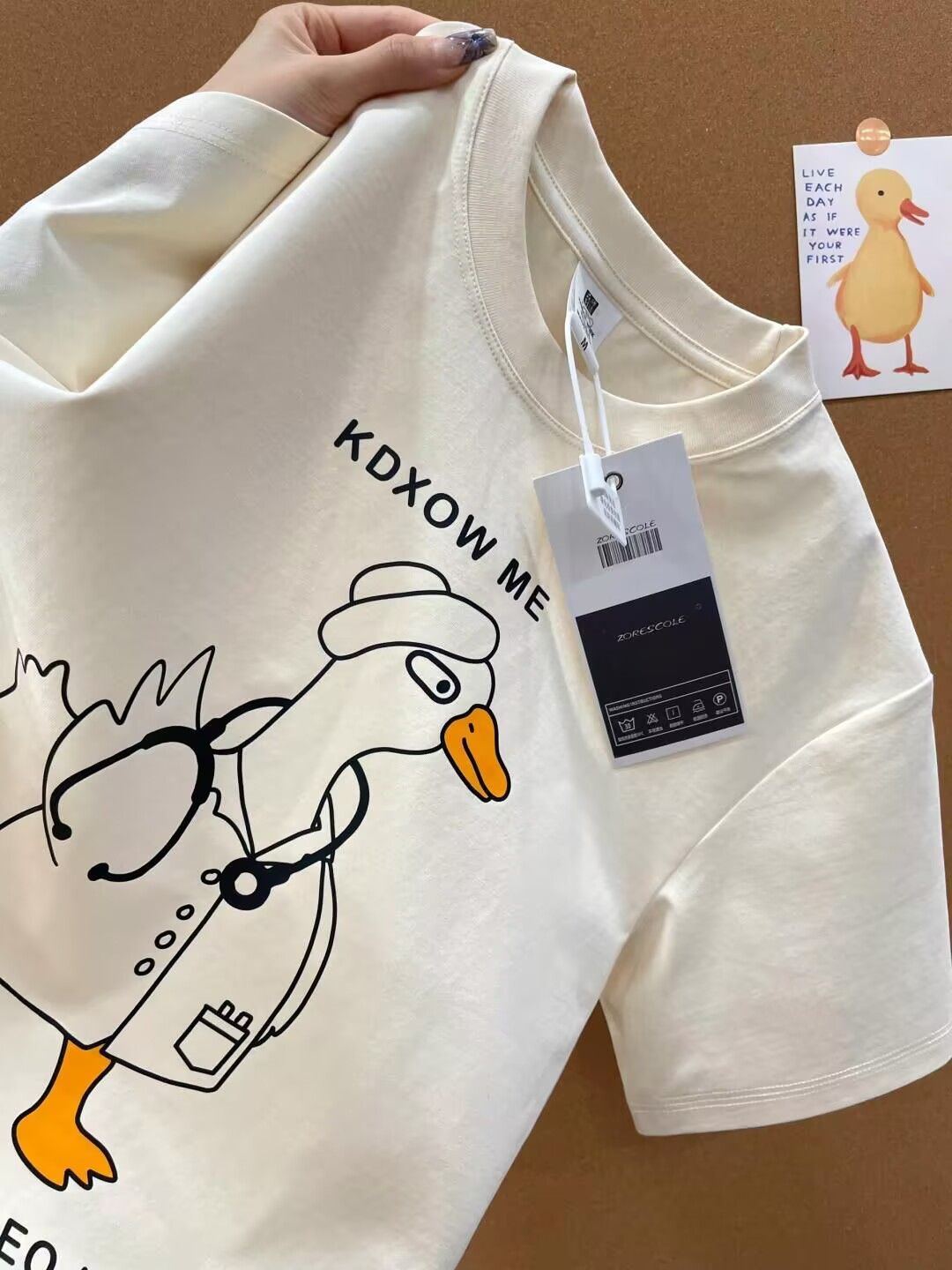 200g combed and tight-fitting sprinkler, pure cotton backpack, spring and summer loose shoulder printed short-sleeved T-shirt