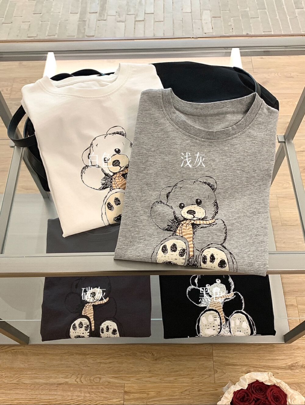 200g combed and tight-fitting sprinkler, pure cotton backpack, spring and summer loose shoulder printed short-sleeved T-shirt