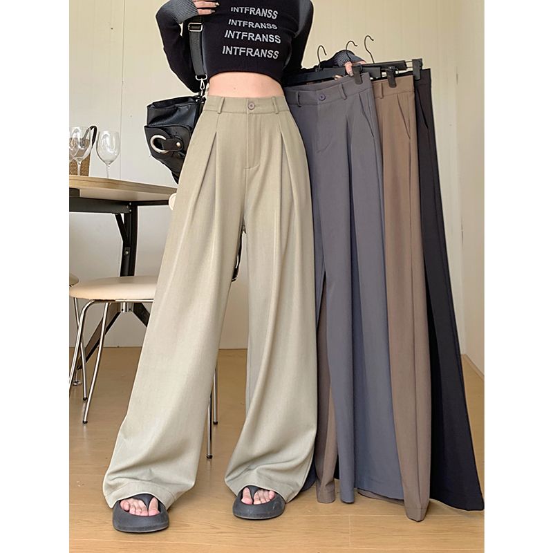 Real shot!  2025 new casual pants design suit pants for women straight high waist slimming loose pants