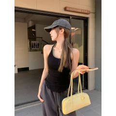 Real photo of American retro sexy small suspender vest for women in 2025 summer slim fit and sleeveless inner top