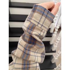 Women's 2025 new style of wool long-sleeved plaid shirt for women in winter, loose and lazy style long-sleeved shirt jacket