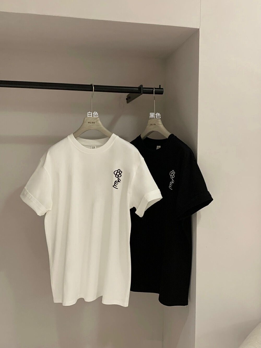 200g combed and tight-fitting sprinkler, pure cotton backpack, spring and summer loose shoulder printed short-sleeved T-shirt