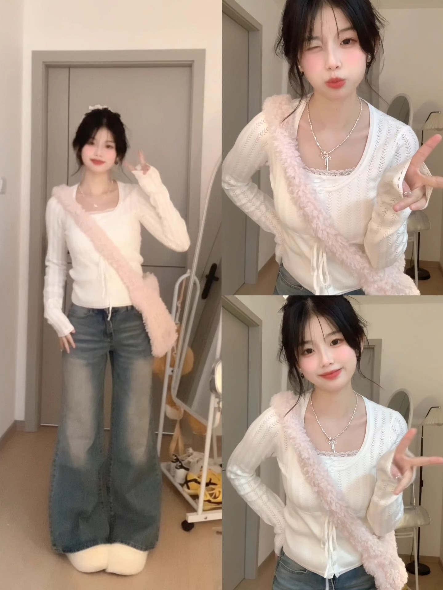 韓系簡約風性感純欲長袖針織衫女春秋甜美風小眾絕美修身顯瘦上衣