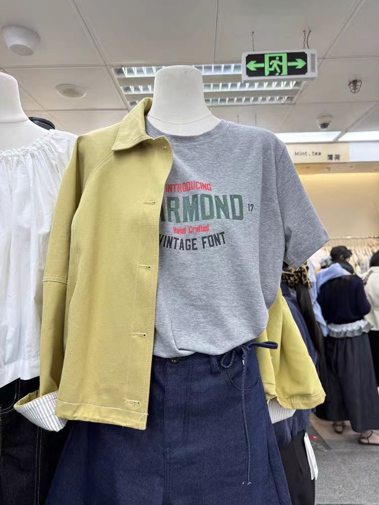 200g combed and tight-fitting sprinkler, pure cotton backpack, spring and summer loose shoulder printed short-sleeved T-shirt