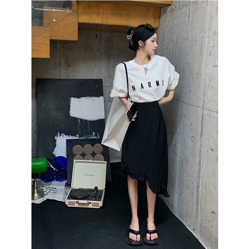 New summer clothing A-line skirt for women with high waist slim design irregular skirt