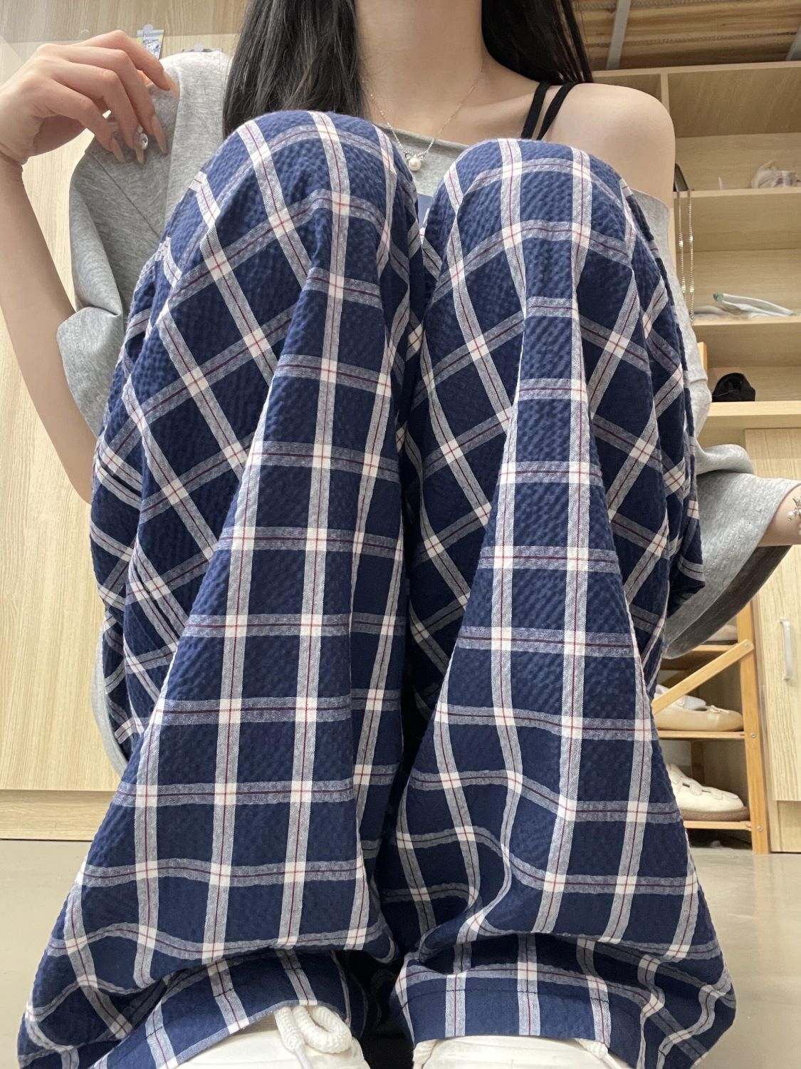 women's new summer high-waisted straight-leg pants casual small loose thin draped wide-leg pants