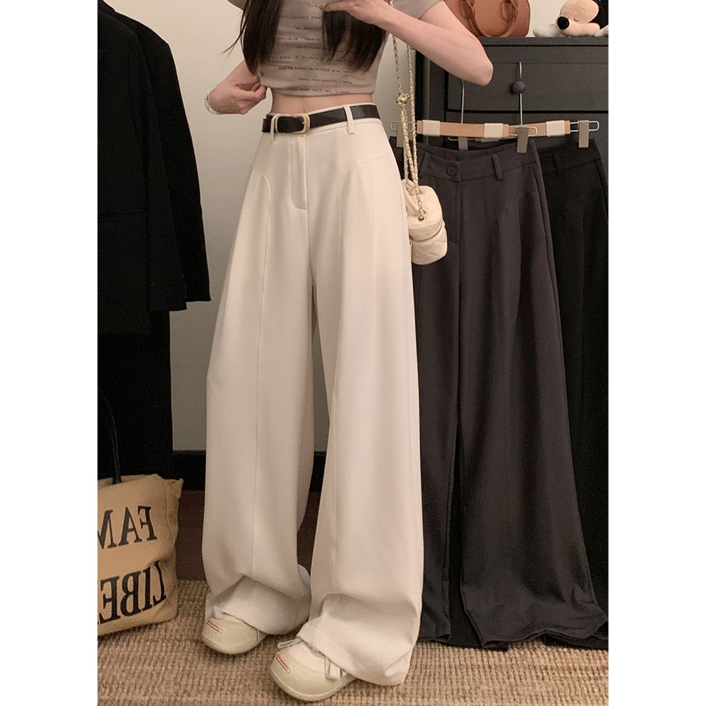 Real shot!  2025 new wide-leg pants for women with high waist droop loose casual floor-moving personalized suit pants