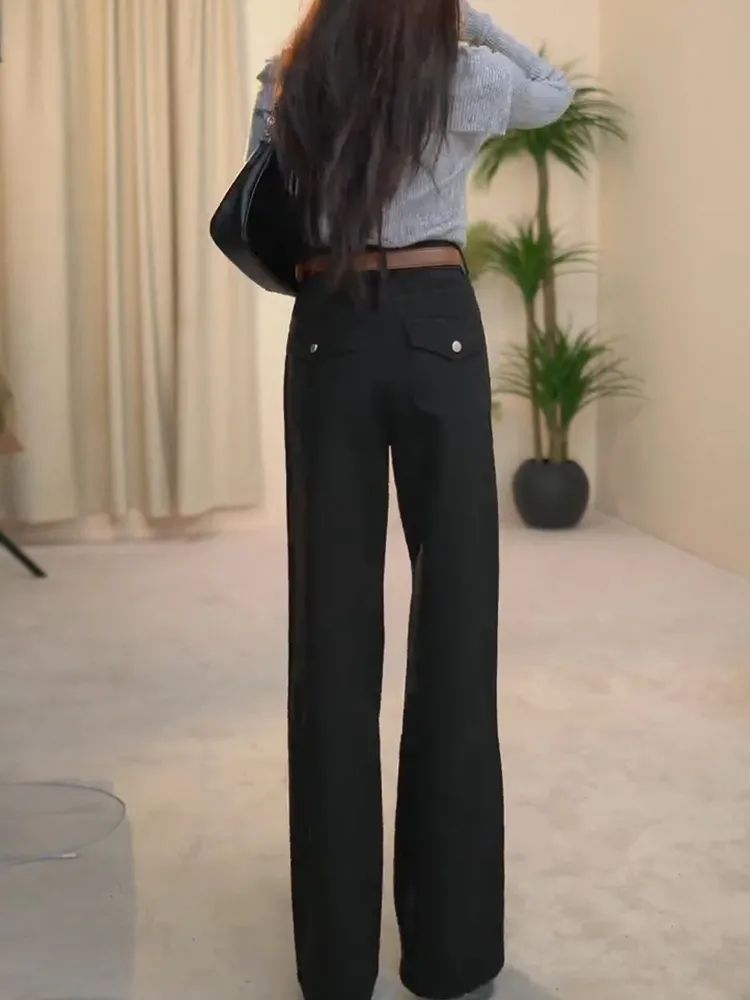 Retro wide-leg jeans for women in spring and summer 2025 new high-waist loose fashionable and versatile slimming pants