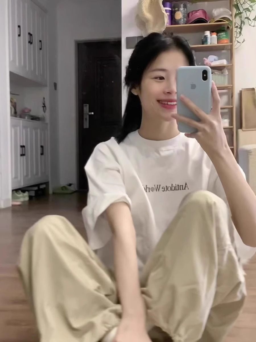 Korean chic2025 summer new short-sleeved T-shirt for women Japanese and Korean trendy printed tops for women\Not changing