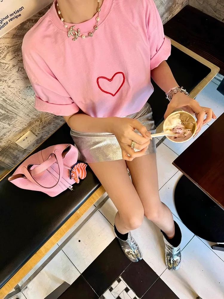 200g combed and tight-fitting sprinkler, pure cotton backpack, spring and summer loose shoulder printed short-sleeved T-shirt