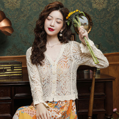 已出貨 2025春夏季新款防曬鏤空開衫外搭度假風短款長袖小衫