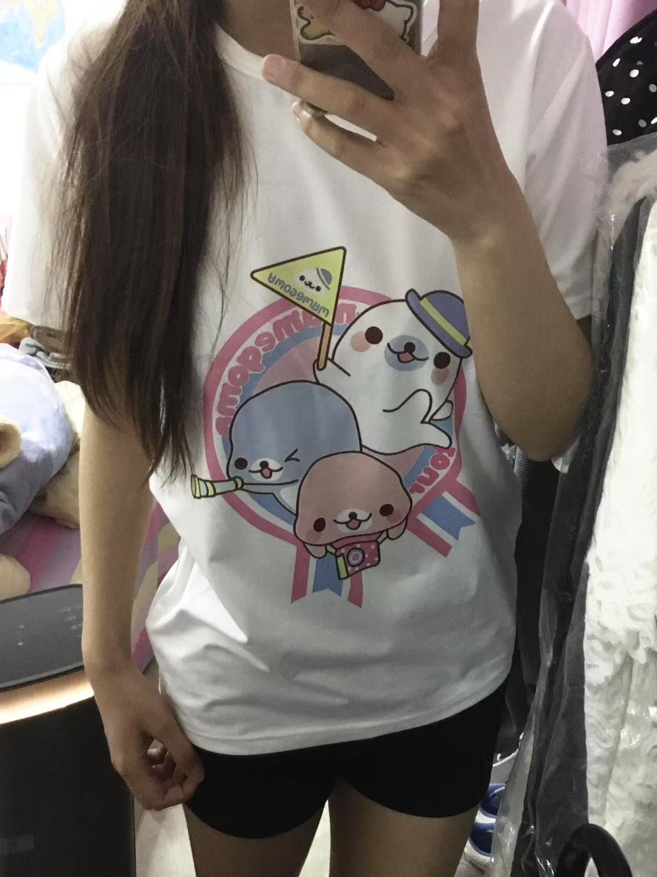 2025 200g Combed and tightly matched pure cotton backpack spring and summer loose shoulder printed short-sleeved T-shirt