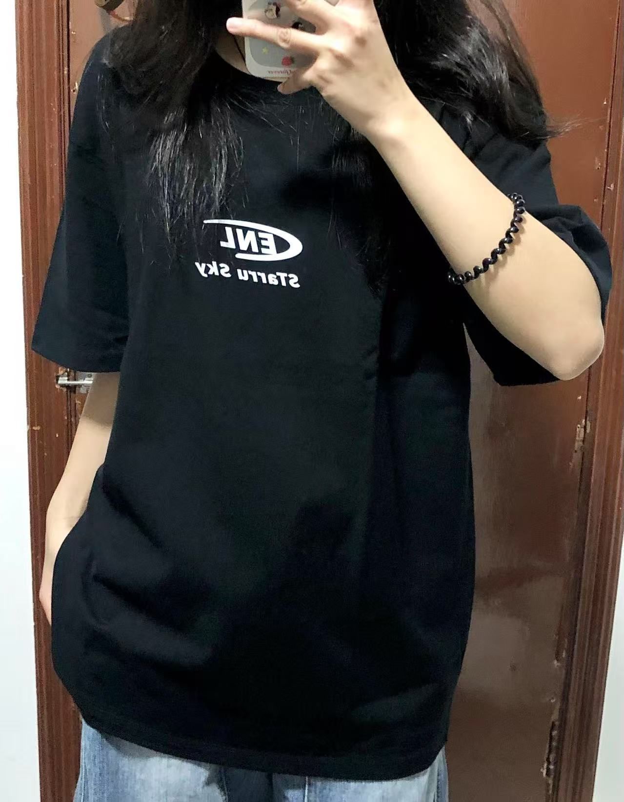 2025 200g Combed and tightly matched pure cotton backpack spring and summer loose shoulder printed short-sleeved T-shirt