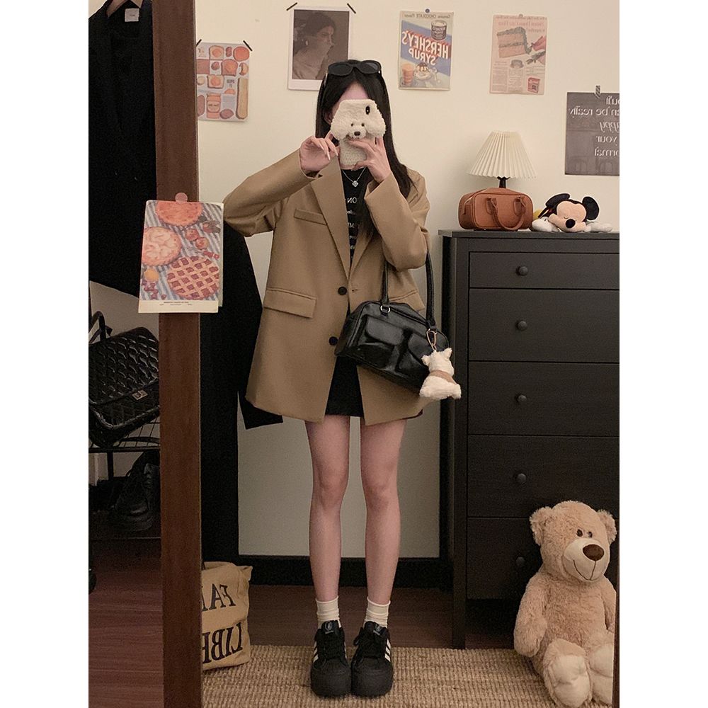 Real shot!  2025 spring new loose suit jacket for women simple fashion jacket for women