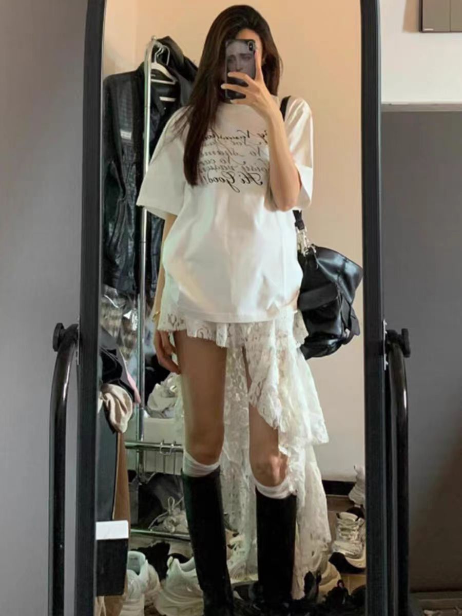 200g combed and tight-fitting sprinkler, pure cotton backpack, spring and summer loose shoulder printed short-sleeved T-shirt