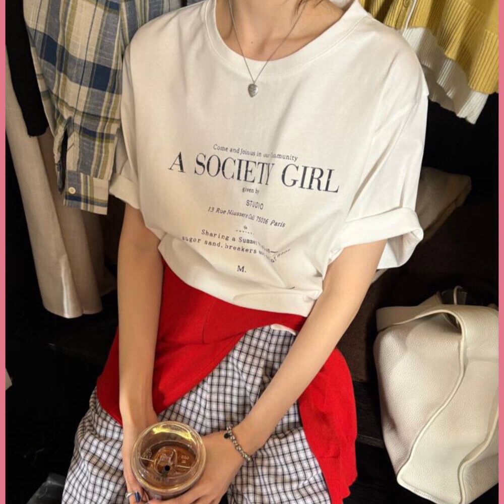 200g combed and tight-fitting sprinkler, pure cotton backpack, spring and summer loose shoulder printed short-sleeved T-shirt