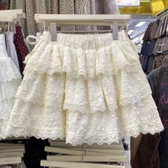 Floral Cake Short Skirt Women's Spring New Korean Style Sweet Elastic Waist Puffy A-Line Semi-Skirt