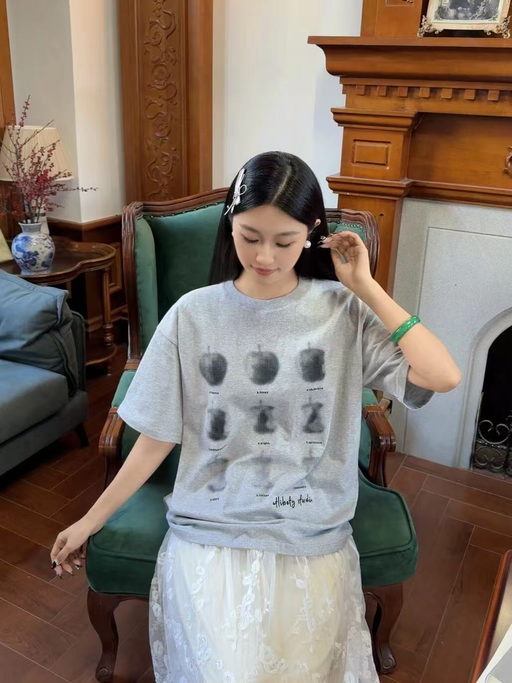200g combed and tight-fitting sprinkler, pure cotton backpack, spring and summer loose shoulder printed short-sleeved T-shirt